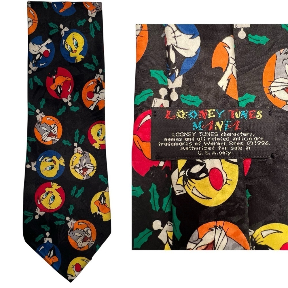 Vintage 1996 Warner Bros. Looney Tunes Colorful Character Tie Tweety, Bugs Bunny - Picture 4 of 4